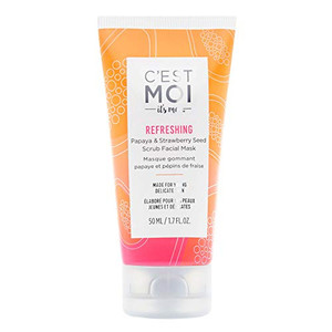 C'est Moi Refreshing Papaya & Strawberry Seed Scrub Facial Mask | Balance & Hydrate Skin, Moisturizing Facial Mask, Clinically Tested Non-Toxic Ingre