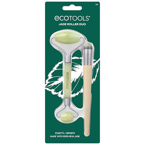 EcoTools Beauty Skin Care Tool Jade Facial Roller and Eye Roller Duo, Face Roller and Massager, Skincare and Sculpting Tool, Reduces Under Eye Puffin