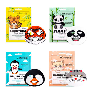 Animal Spa Mask, Character Masks Sheet- Penguin, Panda, Tiger, Cat -Nourishing Moisturizing Effects For All Skin Types- Birthday Party Gift for her,