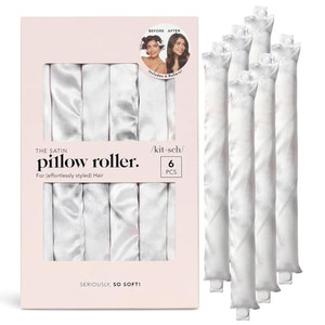 Kitsch Satin Pillow Rollers -Heatless Hair Curler, Hair Rollers, Heatless Curls Overnight, Flexible Curling Rods for Long &Short Hairs, Flexi Rod Cur