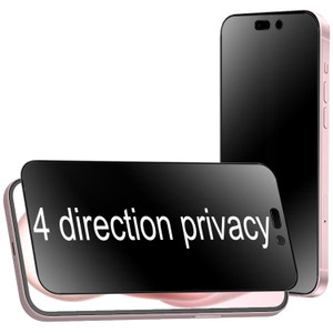 BWEDXEZ 2 Pack 360 Degree Anti-glare Privacy Tempered Glass for iPhone 15 / iPhone 16 Anti-Spy 4 Directions 4 Sides Matte Screen Protector Film 6.1 i