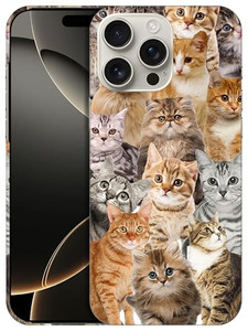 GlamCase for iPhone 16 Pro Max, iPhone 16 Pro Max Case - Cat Collage Design Printed Slim & Sleek Cute Plastic Hard Protective Designer Back Case/Cove