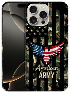 GlamCase for iPhone 16 Pro Max, iPhone 16 Pro Max Case - American Army Bald Eagle Flag Printed Slim & Sleek Cute Plastic Hard Designer Back Case/Cove