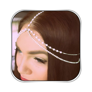 Fdesigner Boho Pearl Head Chain Vintage Crystal Headpieces Wedding Rhinestone Hair Jewelry Party Festival Hair Accessories for Women and Girls (Gold)