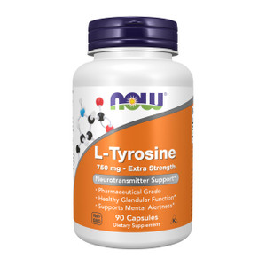 NOW Supplements, L-Tyrosine 750 mg, Supports Mental Alertness*, Neurotransmitter Support*, 90 Veg Capsules
