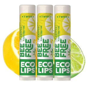Vegan Lip Balm Lemon Lime Flavor 3 Pack - Bee Free with Candelilla Wax, Cocoa Butter & Coconut Oil Lip Care. Soothe & Moisturize Dry, Chapped Lips -