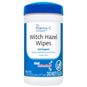 The Pharma-C Company Witch Hazel Wipes [40 Wipes] - Daily Toner & Astringent Cleansing Cloths For Face