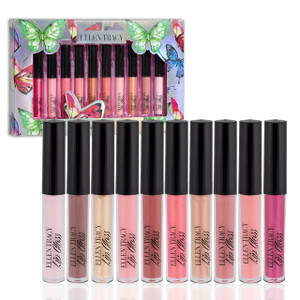 Enchante Ellen Tracy 10 Pc Lip Gloss Collection, Shimmery Lip Glosses for Women and Girls, Long Lasting Lip Gloss Set with Rich Varied Colors, Great
