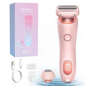 Electric Shaver for Women?2 in 1 Painless Silk Glide Pro Bikini Shaver with Removable Head, Wet & Dry Waterproof Rechargeable Cordless Electric Razor