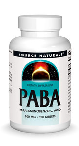 Source Naturals PABA, para-Amino Benzoic Acid, 100 mg Dietary Supplement - 250 Tablets