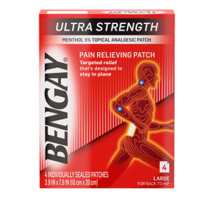 Ultra Strength Bengay Pain Relief Patches, Large Topical Analgesic Menthol Patches for Muscle & Joint Pain Due to Backaches, Minor Arthritis, Sprains