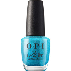 OPI Nail Lacquer Teal the Cows Come Home | Opaque Bright Blue Shimmer Chip Resistant Nail Polish | Fast Drying, Streak Free