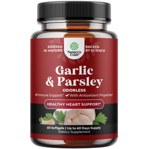 Concentrated Odorless Garlic Softgels - Parsley Extract & Aged Garlic Supplements for Circulatory Health, Digestion, Immune Support & Liver Detox - P