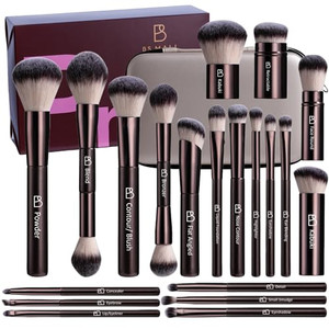 Professional Makeup Brushes BS-MALL With Travel Case - Kabuki Brush Eyeshadow Brush, Concealer Brush, Blush Brush Bronzer & Foundation Brush 20 Pcs,