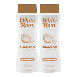 White Rain Moisturizing Shampoo - Coconut & Hibiscus Scent, Pack of 2 (15 fl oz Each), Hydrating Shampoo for Women & Men, Paraben-Free & Cruelty-Free