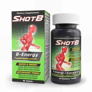 Shot B Multivitamin Complex, B-Energy, Vitamin B Complex with Antioxidant Support, B Complex Vitamins with A, C, D, E & Folic Acid for Cellular Energ