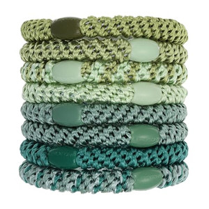 L. Erickson Black, Silver & Gold Hair Ties for Thick Hair, Grab & Go Ponytail Holders, 8 Pack, City Lights, Thick No-Crease Bands with Strong Hold an