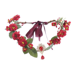 Vivivalue Women Floral Crown Boho Flower Headband Hair Wreath Floral Headpiece Halo with Ribbon Wedding Party Festival Photos