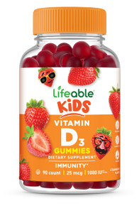 Lifeable Kids Vitamin D Gummies | Vitamin D3 1000iu | Great Tasting Vitamin D3 Gummies | D3 Vitamin for Strong Healthy Bones and Immune Support | Vit