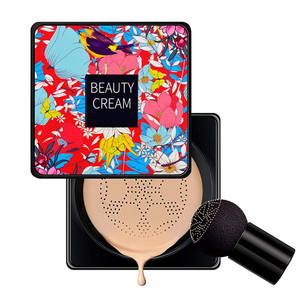 Mushroom Head Air Cushion CC Cream Flawless Foundation, Moisturizing Matte Concealer Makeup Base Long Lasting BB Cream with Mushroom Makeup Sponge (N