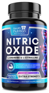Nitric Oxide Booster 2560mg - Extra Strength L Arginine & Citrulline Supplement for Men & Women - Premium Muscle Supporting Nitric Booster - Natural