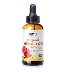 Nuvia Organics Hibiscus Oil, USDA Certified, Unrefined Virgin, Cold Pressed from Hibiscus Seeds, Use as a Moisturizer, Carrier Oil, DIY Products; 1oz