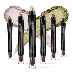 LUXAZA 6PCS Champagne Pink Eyeshadow Stick Makeup Sets, Long Lasting Cream Shadow,Metallic And Matte Shimmer Eye Shadow Eye Brightener Stick Pencil C