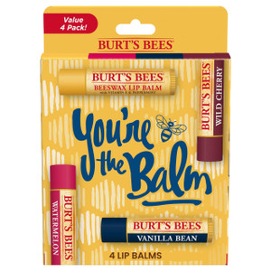 Burt's Bees You're the Balm Lip Balm Pack, With Beeswax, Wild Cherry, Watermelon and Vanilla Bean Flavors, With Responsibly Sourced Beeswax, Tint-Fre