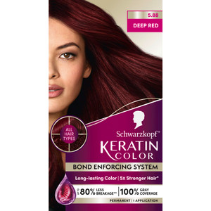 Schwarzkopf Keratin Color Permanent Hair Color, 5.88 Deep Red, 1 Application - Professionally Inspired Permanent Hair Dye, for up to 80% Less Breakag