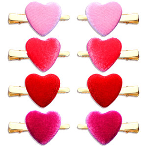 8PCS Valentines Day Hair Clips Rhinestone Velvet Heart Hairpins for Women Girls Sweet Enamel Love Heart Hair Barrettes Styling Hair Accessory Birthd