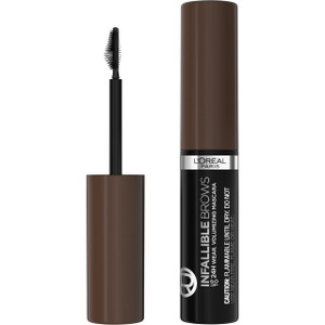 L'Oreal Paris Infallible Volumizing 24H Wear Brow Mascara, Long Lasting Eyebrow Makeup for 2X Fuller Eyebrows, 4.0 Dark Brunette, 0.13 Fl Oz