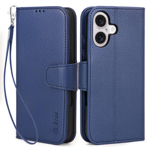 Arae Compatible with iPhone 16 Case Wallet with Card Holder, Wristlet Strap Wallet Flip Cover for iPhone 16 6.1 inch Men/Women, RFID Blocking, Kickst