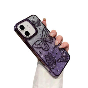 QQicea Bling Glitter Butterfly Phone Case Compatible with iPhone 16 Pro Max, 3D Butterflies Luxury case Soft Sparkling Cover for Women Girls (Pink)