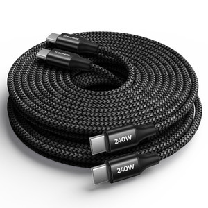 TOSUPERS 240W USB C to USB C Cable, [10ft 2-Pack] Long USBC to USBC Cable Type C Charge Cord Super Fast Charging for MacBook Pro, iPad Pro, iPhone 16