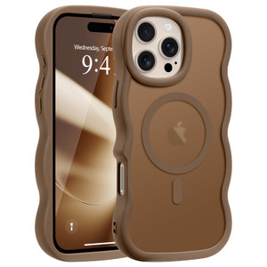 Pepmune for iPhone 16 Pro Max Case, Curly Wavy Frame Hard Translucent Matte Clear Back Cover for Women Men Compatible with Magsafe Shockproof TPU Bum