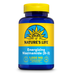 Nature's Life Energizing Niacinamide, Vitamin B3 1000mg - High Potency, No Flush Niacin Supplement - Nerve Function, Energy and Metabolism Support -