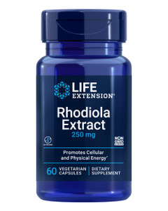 Life Extension Rhodiola Extract, Rhodiola rosea Supplement, standardized Extract, Promotes Physical and Mental Performance, Gluten-Free, Non-GMO, Veg