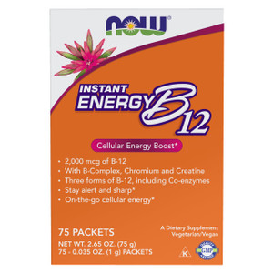 NOW Supplements, Instant Energy B-12 (2,000 mcg of B-12 per packet), Cellular Energy Boost*, 75 Packets