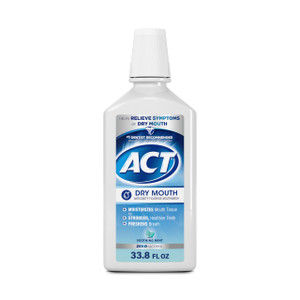 ACT Dry Mouth Anticavity Zero Alcohol Fluoride Mouthwash, Soothing Mint, 33.8 fl. oz.