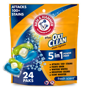 Arm & Hammer plus OxiClean 5-in-1 Power Paks, 24 Count (Packaging may vary)
