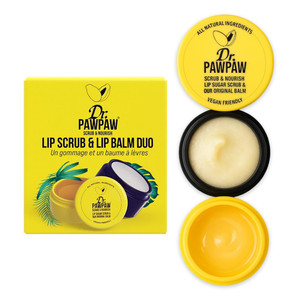Dr. PawPaw Lip Scrub and Lip Balm Duo - Vegan Lip Scrub Exfoliator and Hydrating Lip Balm with Pawpaw, Aloe, Olive and Castor Oils - 0.55 oz