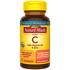 Nature Made Super C, Vitamin C and Zinc with Vitamin D3, Dietary Supplement for Immune Support, 60 Tablets, 60 Day Supply