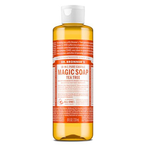 Dr. Bronner's Pure-Castile Magic Soap Liquid (Tea Tree, 8 Ounce)  Made with Regenerative Organic Oils, 18-in-1 Uses for Face, Hair, Laundry, Dishes,