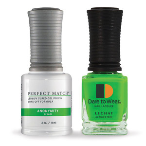 LeChat - Perfect Match Gel Polish - Anonymity - Green with Cream Finish - (0.5 Ounce) - Easy Application - Soak Off Formula