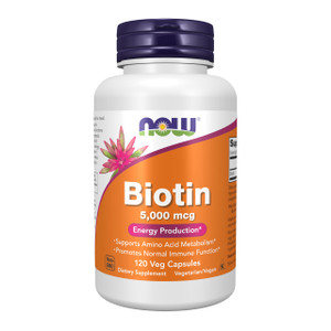 NOW Foods by Now Biotin Energy Production 5000 mcg- 120 Vcaps
