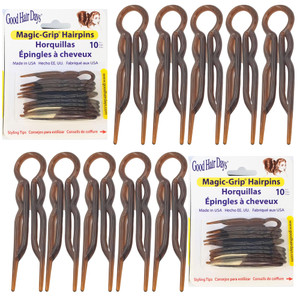 Good Hair Days Hair Pins - 2 1/2" Plastic, U-shaped Magic Grip Hairpins, Strong Durable Pins For Fine, Thick & Long Hair, Styling Accessories - Torto