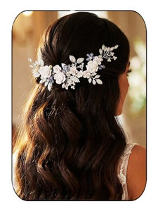 GORAIS Flower Bride Wedding Hair Vine Silver Bridal Hair Accessories Crystal Hair Piece for Women