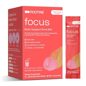 Rootine Focus All Natural Drink Mix for Brain Support, Supplements to Help Boost Energy & Mood, Adaptogenic Herbs & Antioxidants (10)