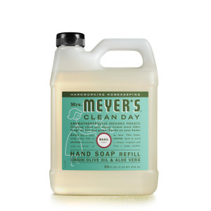 MRS. MEYER'S CLEAN DAY Hand Soap Refill, Made with Essential Oils, Basil, 33 fl. oz