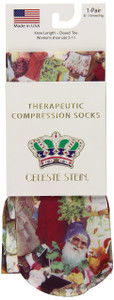 Celeste Stein Therapeutic Compression Socks, Dickins Christmas, 8-15 mmhg, 1-Pair